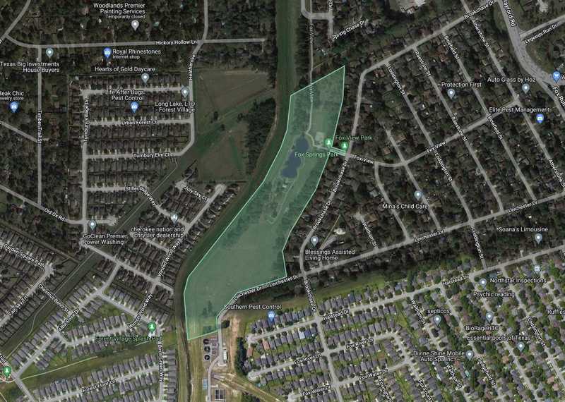 a map of a neighborhood with a green shape depicting region